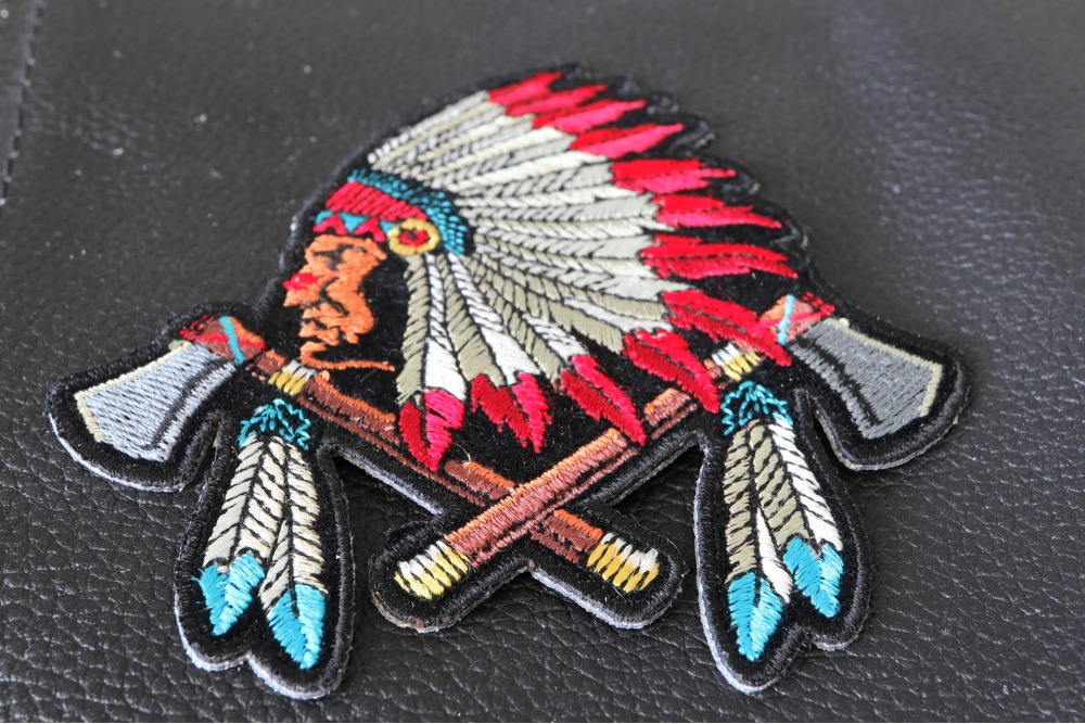 Small Indian Patch With Battle Axes and Feathers | Native American ...