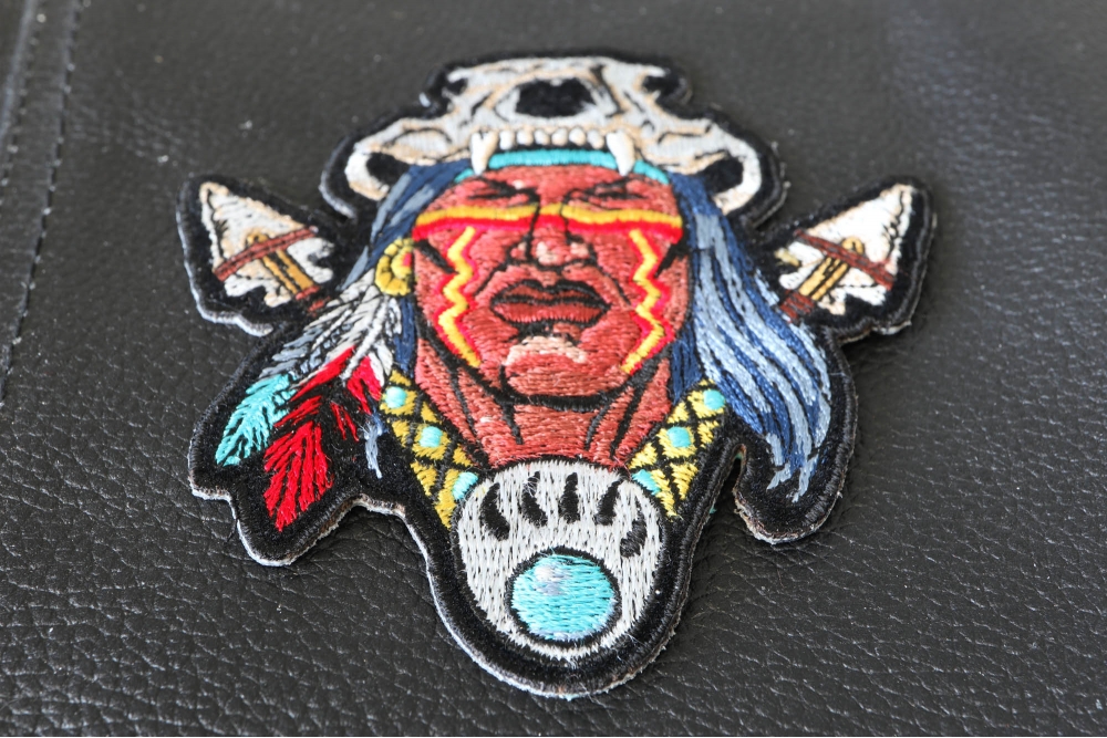 Indian Skull Head Dress Small Patch | Native American Indian -TheCheapPlace