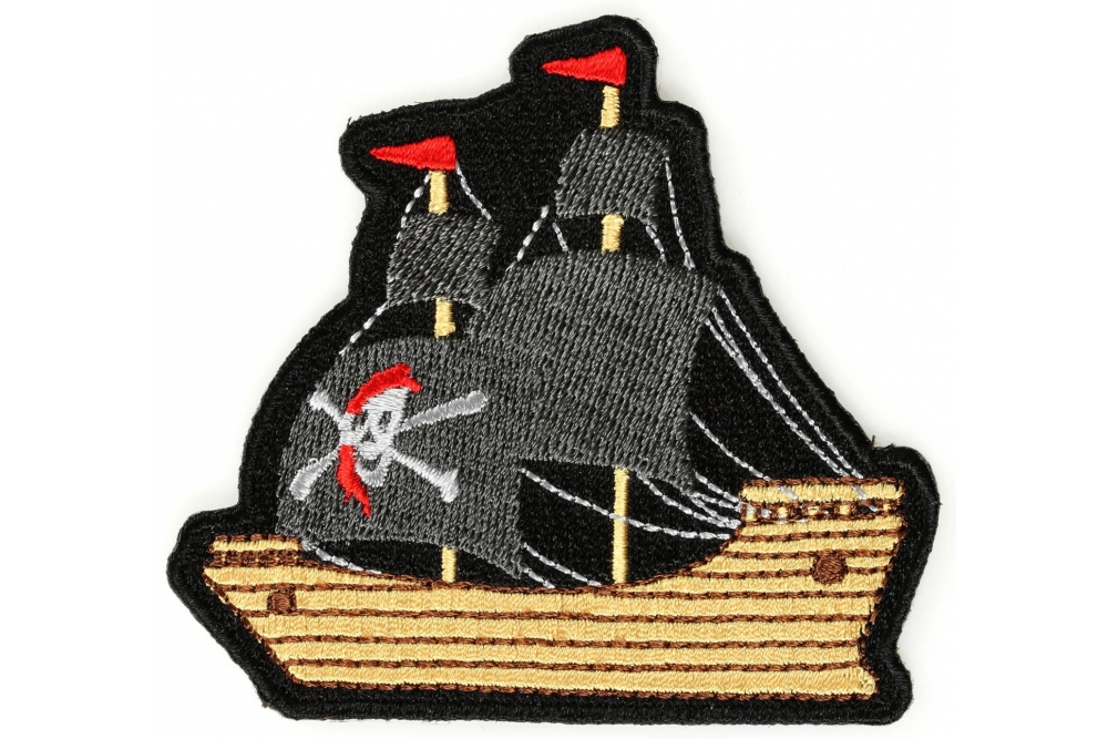 Pirate Ship Iron On Patch | Pirate Patches -TheCheapPlace