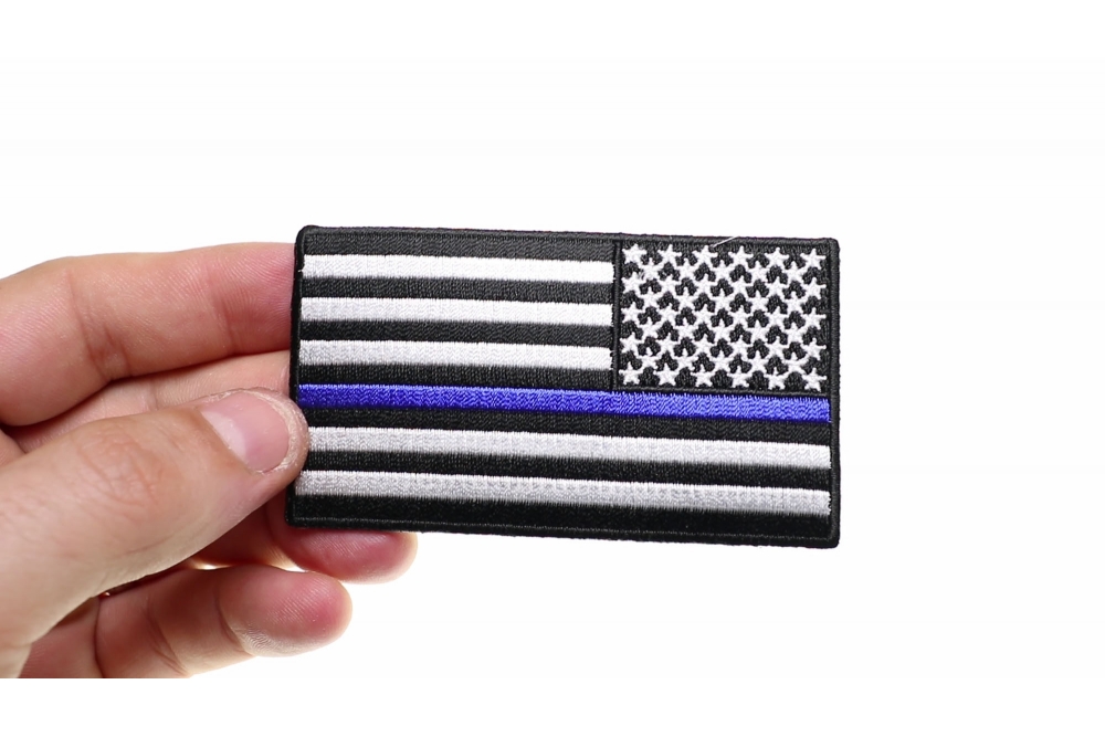 Thin Blue Line American Flag Reversed Patch | Police Patches -TheCheapPlace