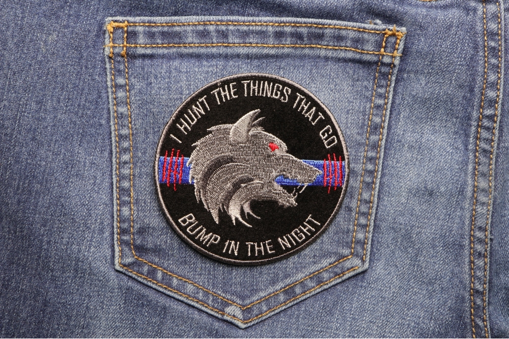 Thin Blue Line Bump In The Night Wolf Patch | Police Patches -TheCheapPlace
