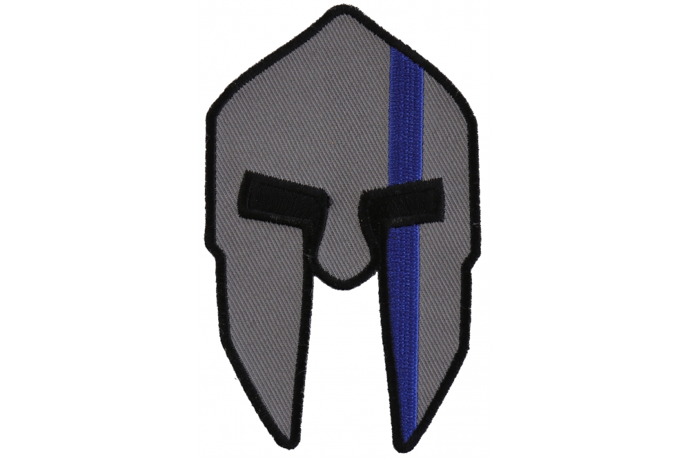 Spartan Helmet Blue Line Police Patch by Ivamis Patches