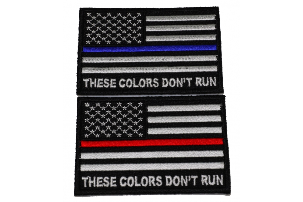 Patch, Embroidered Patch (Iron-On or Sew-On), Thin Red Line American Flag  These Colors Don't Run Patch, 3.5 x 2