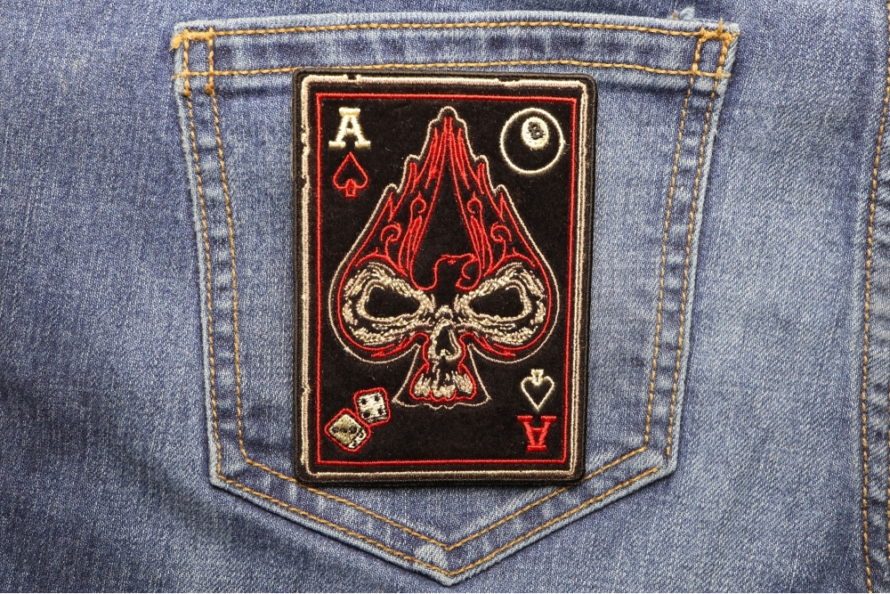 Ace Of Spades Skull Small Biker Patch | Skull Patches -TheCheapPlace