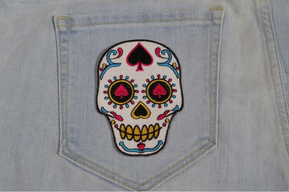 Sugar Skull Spades Small Patch | Skull Patches -TheCheapPlace