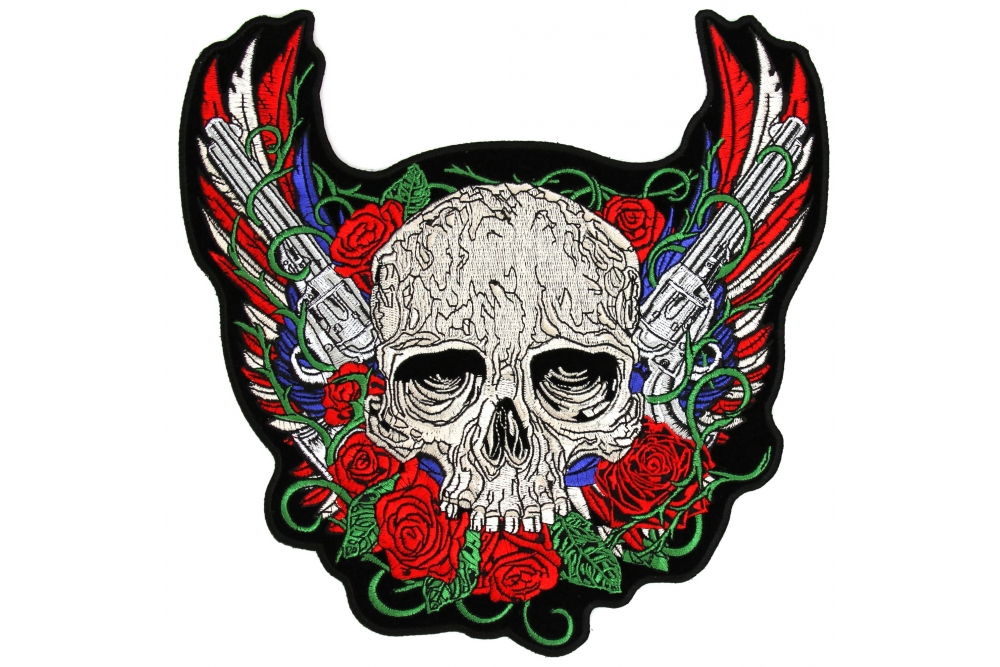 Skull Pistols and Roses Back Patch