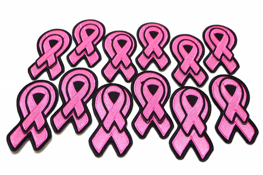 Two Dozen Pink Ribbon Patches in Bulk - 12 of each size