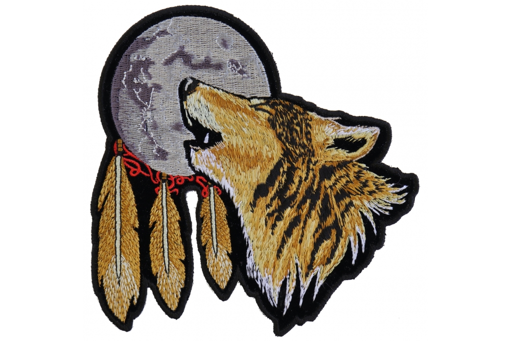 Download Howling Wolf With Moon 6 Inch Patch Wolf Patches Thecheapplace