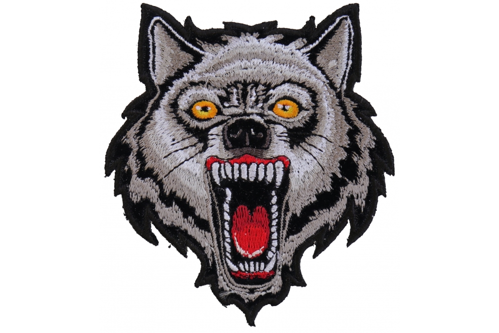 Small Wolf Patch - Embroidered With Yellow Eyes