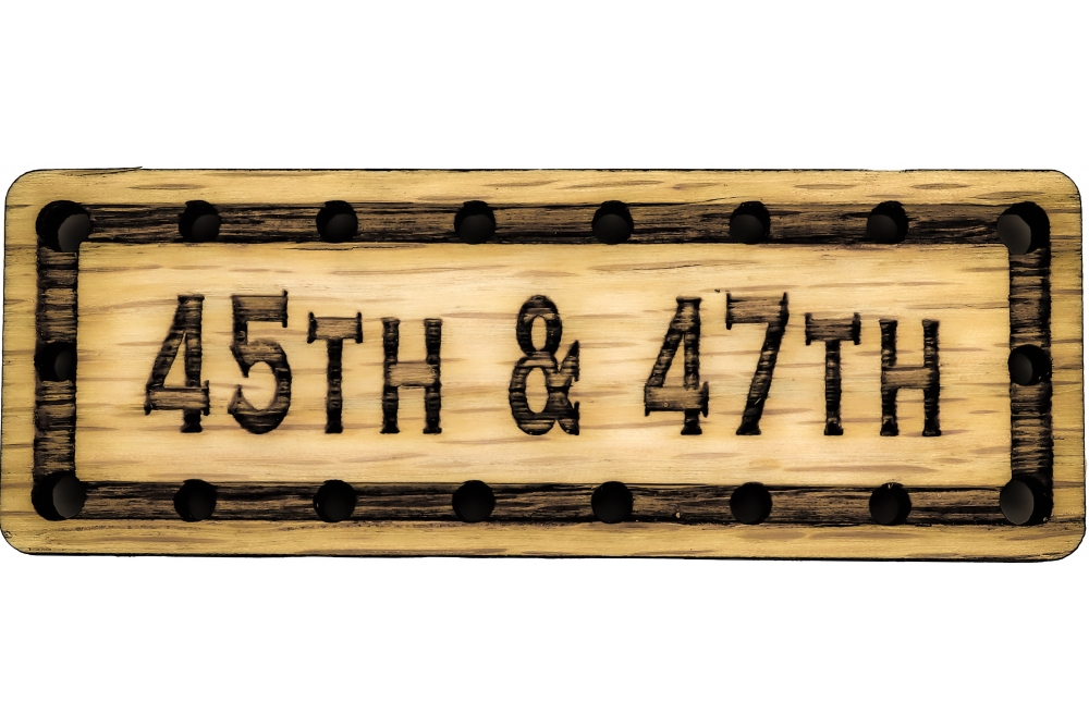 45th and 47th Solid Oak Laser Engraved Wooden Patch