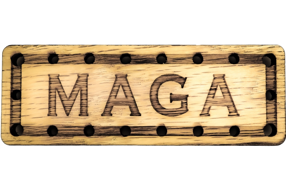 MAGA Solid Oak Laser Engraved Wooden Patch