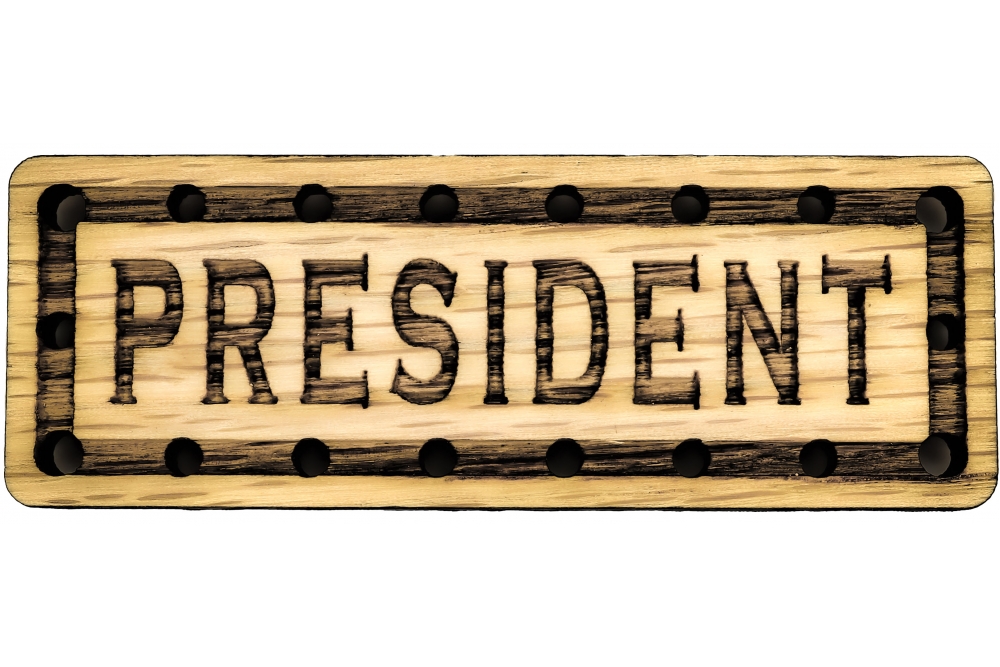 President Solid Oak Laser Engraved Wooden Patch