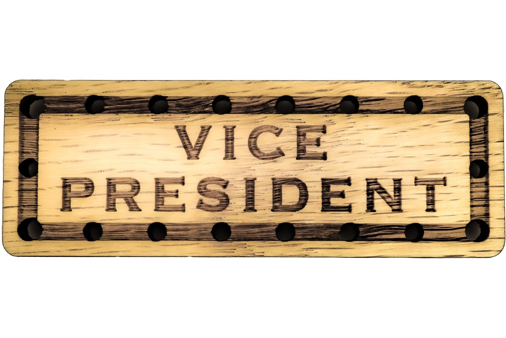 Vice President Solid Oak Laser Engraved Wooden Patch